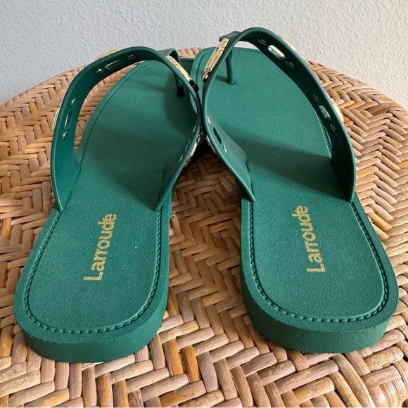 Larroude Women’s Milan Grommet Thong Sandals Size 10/11 in Green - Picture 4 of 13
